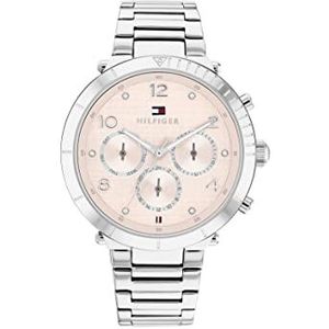 Tommy Hilfiger 1782488 Analoog dameshorloge met zilverkleurige roestvrijstalen armband, Poeder roze, armband