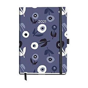 Miquelrius - Kalender 2021 Catalaanse papaver, dag pagina, papier 70 g, harde kaft van stof, kleur bloemen, blauw, 122 x 168 mm (DP)