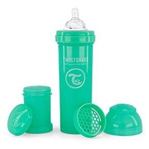 Twistshake 78263 Anti-koliek fles 330ml met mixer en bewaardoosje, Pastelgroen