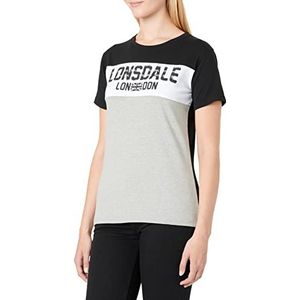Lonsdale Tallow T-shirt voor dames, zwart/grijs gemêleerd/wit