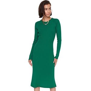 Trendyol Dames midijurk gebreide jurk smaragdgroen S, Emerald Groen