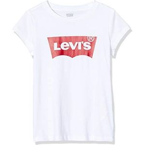 Levi'S Kids Ss Batwing Tee voor meisjes, rood/wit, 5 jaar, Wit.