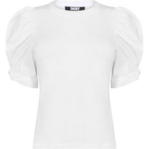 DKNY shirt met lange mouwen met media, gemengde blouse, dames, wit, S, Wit