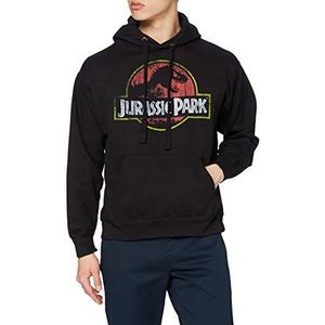 Jurassic Park Pullover met capuchon voor heren met antiek logo, Zwart