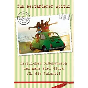 BSB Wenskaart voor school - Fiat 500 voor zonsondergang - envelop crème 631113-2