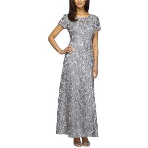 Alex Evenings Dames A-lijn jurk met korte mouwen, blauwgroen, 46, Blauwgroen