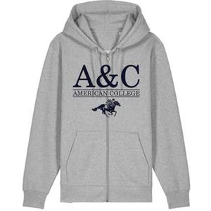 AMERICAN COLLEGE USA Sweat Zip Gris Homme Taille S Decontracte, Gris, S