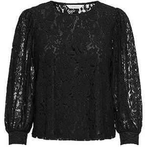 ONLY Dames ONLY Rsa L/S Lace Top Wvn Blouse, zwart.