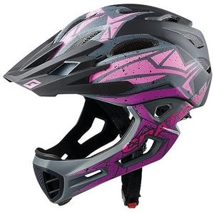 Cratoni Helm Unisex volwassenen C-Maniac Pro fietshelm zwart/roze/lila mat, M/L