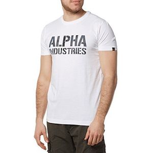 ALPHA INDUSTRIES Heren T-shirt met camouflage-print, Wit.