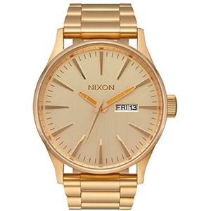 NIXON Herenpolshorloge, analoog, kwarts, met leren armband, A356-502-00, goudkleurig/goudkleurig, eenheidsmaat, Goud/Goud, Armband