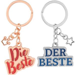 GRUSS & CO 73827 Sleutelhanger voor koppels met ""Beste"" motief - Set van twee hangers met sleutelring - Met hanger met Duitse spreuk - Cadeau voor twee, voor koppels,, Meerkleurig, Eén maat, Beste