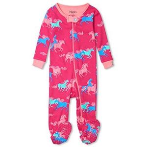 Hatley Organic Cotton Footed Sleepsuit Slippers voor baby's, meisjes, frolicking unicorns