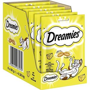 Dreamies Klassieke kattensnacks met kaas, knapperige zakken met zachte vulling, 6 x 60 g