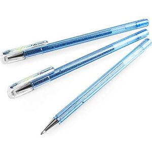 Pentel K110-DMNX Hybrid Dual Metallic glittergelpen - schrijfkleur: blauw/metallic grijs/metallic blauw & zilver, lijndikte 0,5 mm, 1 stuk blauw-grijs metallic/blauw en