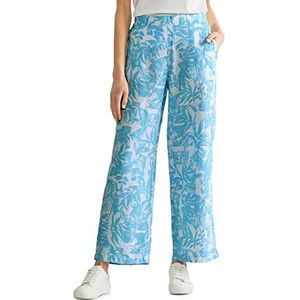 Street One A376154 linnen broek voor dames, breed, Lichtblauw