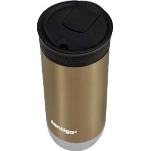 Contigo Huron 2.0 Snapseal - Geïsoleerde roestvrijstalen reisbeker | Lekvrije beker | Koffiemok met gemakkelijk te reinigen BPA-vrij deksel | Bruine suiker | 470 ml