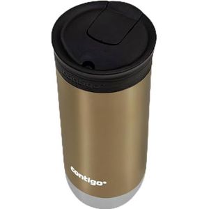 Contigo Huron 2.0 Snapseal Thermosbeker, reisbeker van roestvrij staal, lekvrije beker, koffiemok met gemakkelijk te reinigen BPA-vrij deksel, Bruine suiker-kleur, 470 ml