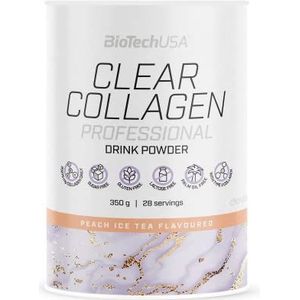 BioTechUSA Clear Collagen Professional gearomatiseerde drank met gehydrolyseerd collageen, hyaluronzuur, aminozuren, 350 g, perzik-ijsthee