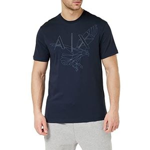 Armani Exchange Sustainable heren T-shirt van stof met Eagle logo-print, regular fit, Navy Blauw