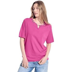 Cecil B321536 Casual en modern T-shirt voor dames, Rozenbloemen.