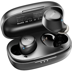 TOZO A1 Draadloze bluetooth-hoofdtelefoon, in-ear mini-hoofdtelefoon met ergonomisch design, draadloze bluetooth-hoofdtelefoon met meeslepend geluid, geïntegreerde microfoon, oplaadetui, externe