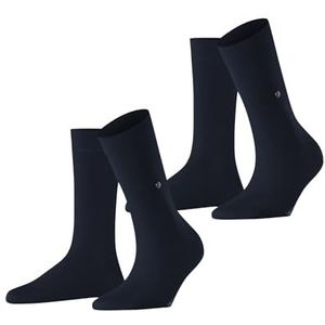 Burlington Everyday 2-pack ademende katoenen sokken voor dames, duurzaam, zacht, elegant, klassiek, voor dagelijks gebruik en werk, multipack 2 paar, Blauw (Navy 6120)