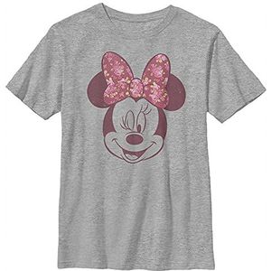Disney Mickey and Friends Minnie Floral Bow Portrait Boys T-shirt, grijs gemêleerd, Athletic XS, atletisch grijs gemêleerd
