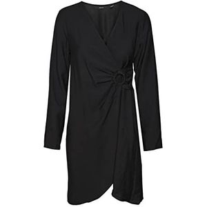 Vero Moda Vmabbi Nan LS Wvn mini-jurk voor dames, zwart, M, zwart.