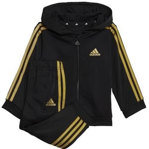 adidas Uniseks baby trainingsbroek Essentials Shiny Hooded Track Suit, zwart/goud met., 0-3 maanden