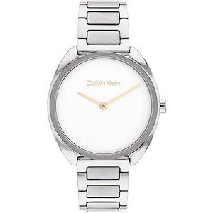 Calvin Klein Analoog kwartshorloge voor dames met roestvrijstalen armband 25200275, wit, Wit