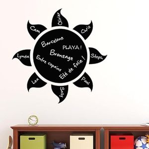 Ambiance Sticker Ardoise Tableau Noir - Stickers Muraux Adhésif Effaçable - Design Soleil - H110 x L110 cm