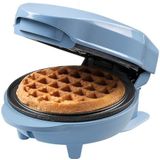 Bestron Mini-wafelijzer voor klassieke wafels, klein wafelijzer met antiaanbaklaag voor kinderverjaardagen, familiefeesten, Pasen of Kerstmis, retro design, 550 W, kleur blauw