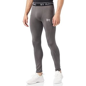 MEETYOO Compressie-legging voor heren, sneldrogend, voor hardlopen, fietsen, training, sportschool, Grijs 1