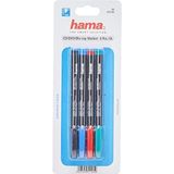 Hama - 51195 marker voor CD/DVD/Blu-ray, zwart, rood, blauw en groen, 4 stuks