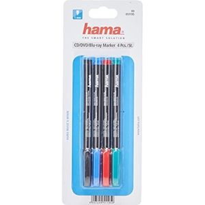 Hama - 51195 - Set van 4 CD/DVD/Blu-ray-markers, zwart, rood, blauw en groen