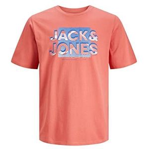 JACK & JONES Heren Jcobooster Tee SS Crew Neck Jun 23 T-shirt, Spiced Coral