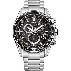 Citizen Eco-Drive chronograaf herenhorloge met roestvrijstalen armband, zwart, één maat, armband, zwart., Armband