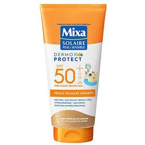 Mixa Zonne-gevoelige huid, zonneverzorgingsmelk, zeer hoge bescherming, SPF50+ UVA, lange UVA, UVB, gevoelige kinderhuid, waterbestendig, zandbestendig, hypoallergeen, geurloos, 175 ml