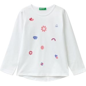 United Colors of Benetton T-shirt M/L 3i1xg10e0 T-shirt voor meisjes (1 stuk), Optisch wit 101