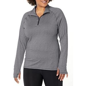 Hanes Women's Sport Performance Fleece Quarter Zip Pullover, Black Heather, XL