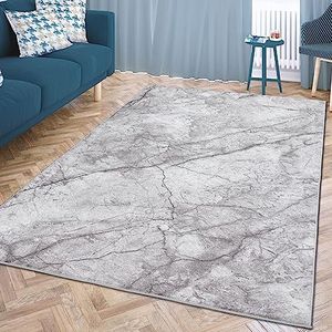 Teppich-Traum Elegant laagpolig woonkamertapijt, gemarmerd, elegant, grijs, 120 x 170 cm