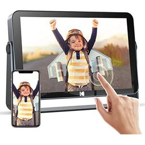 10,1 inch digitale fotolijst met oplaadbare batterij, IPS-touchscreen in High Definition, delen van foto's en video's via de app, met videomuziek, kalender, weeralarm