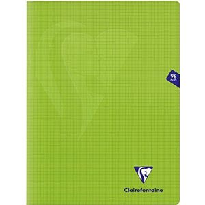 Clairefontaine Mimesys 353362C notitieboekje, groen, 24 x 32 cm, 96 pagina's, kleine ruitjes, wit papier, 90 g, omslag van polypropyleen, 10 stuks