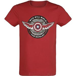 The Falcon And the Winter Soldier Who Will Wield The Shield T-shirt voor heren, rood, maat XXL, Rood