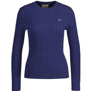 GANT Stretch Cotton Cable C-Neck Sweater Dames, stoffig marineblauw