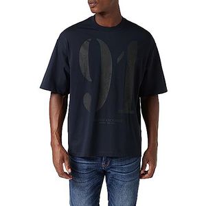 Armani Exchange 91 print, korte mouwen, ronde hals T-shirt voor heren, Donkerblauw