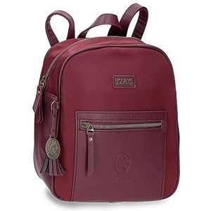 joumma bags,s.l. Le Poulain Wollen rugzak, casual, rood, 24 x 28 x 10 cm, polyester en PU, rood, casual rugzak, Rood, casual rugzak