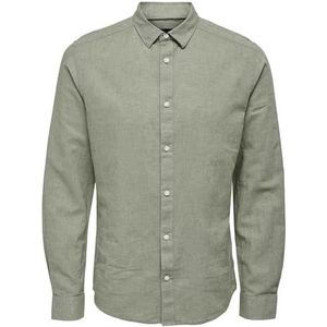 ONLY & SONS Herenhemd met lange mouwen, effen, Swamp