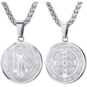 Halsketting met hanger van Sint-Benedictus / Kruis / Kruisbeeld / Rozenkrans vergulde halsketting van roestvrij staal Saint Benedictus exorcist christelijk sieraden Jezus munt ketting Latijns kruis